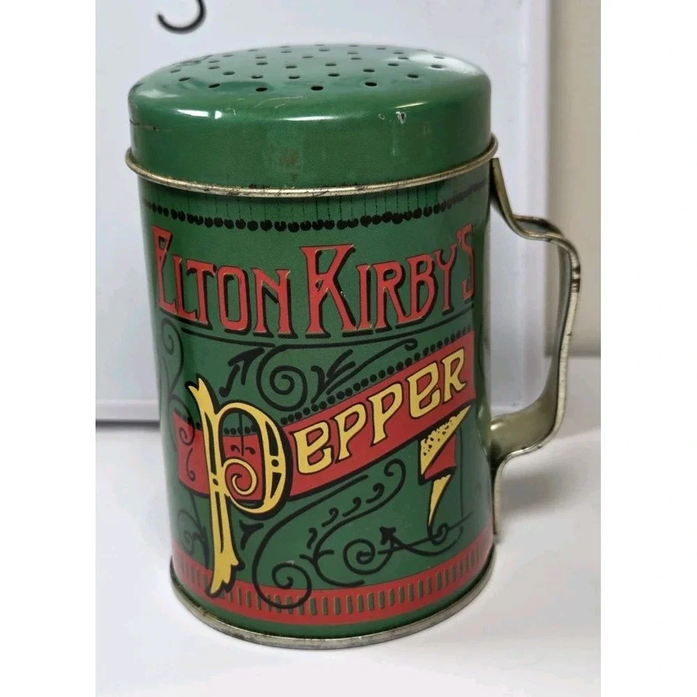 Vintage Elton Kirby's‎ Tin Pepper Shaker Green With Handle